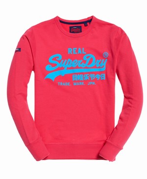 Superdry Vintage Logo Neon Lite Crew Férfi Pulóver Kék | XNVUZ6158